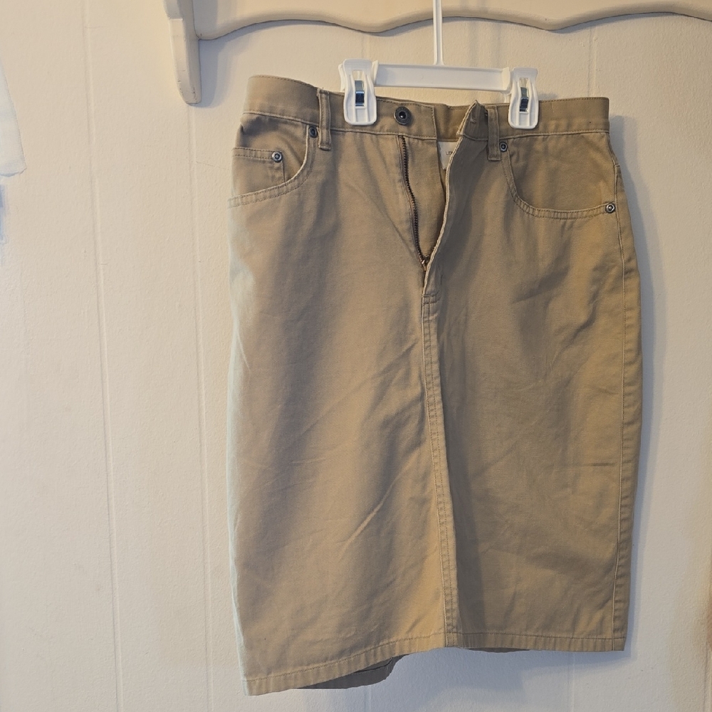 100% Cotton Liz Claiborne Tan Pencil Skirt.